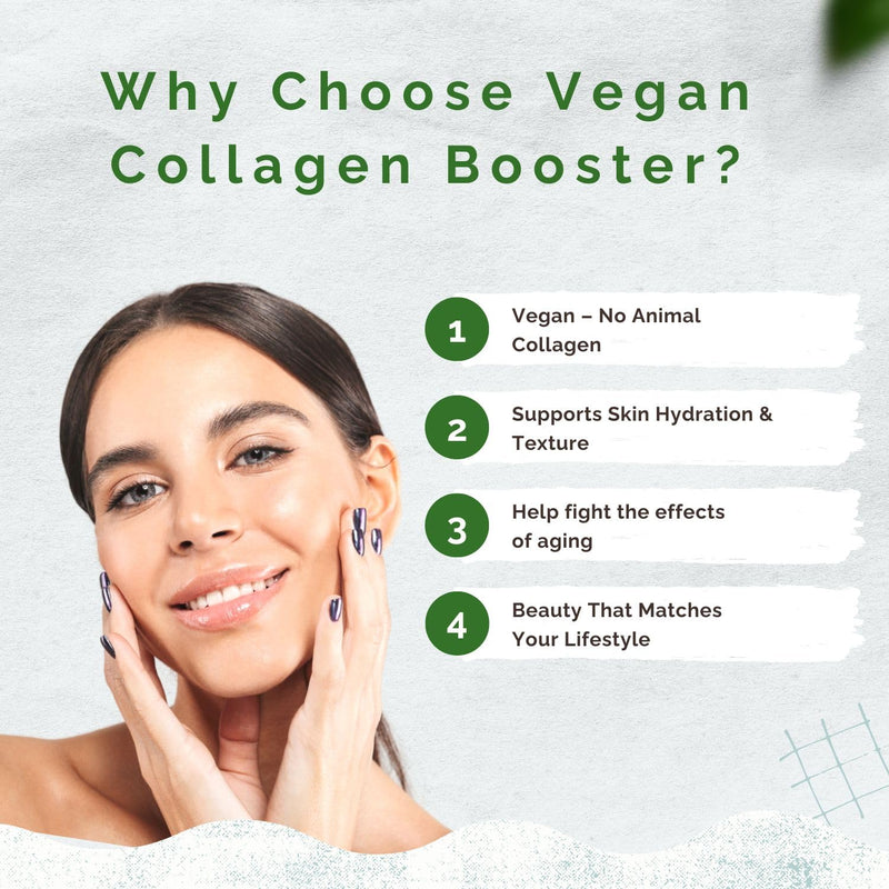 Plant-Based Collagen Booster - Vegan Support with Vitamin C, Amino & Hyaluronic Acids - 700mg/Serving - Non-GMO, Gluten-Free, No Filler - 60 Capsules, 2 Capsules/Day for 1 Month Supply