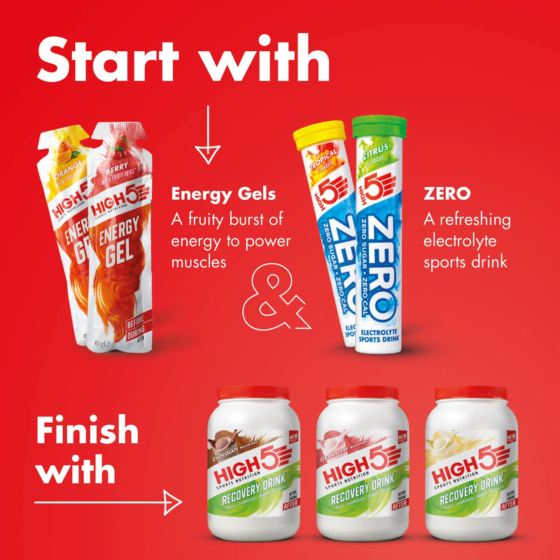 HIGH5 Recovery Drink - Carbohydrate and Whey Protein Powder (20g) for Muscle Recovery with Electrolytes Powder - Fast-Absorbing Post Workout Shake (Chocolate Milkshake, 450g - 9 Servings) Chocolate 450 g