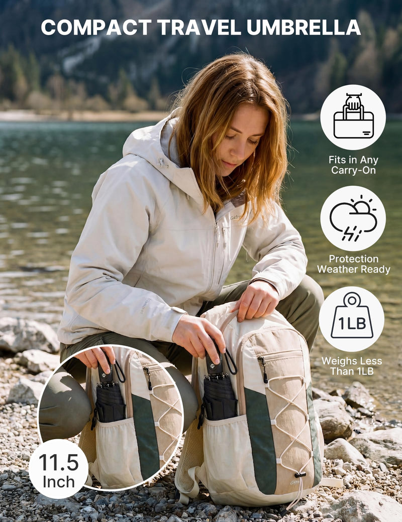 G4Free 42 Inch Eco Windproof Folding Umbrella with Reflective Strip + 42 Inch Compact Strong Windproof Travel Umbrellas for Rain & Sun