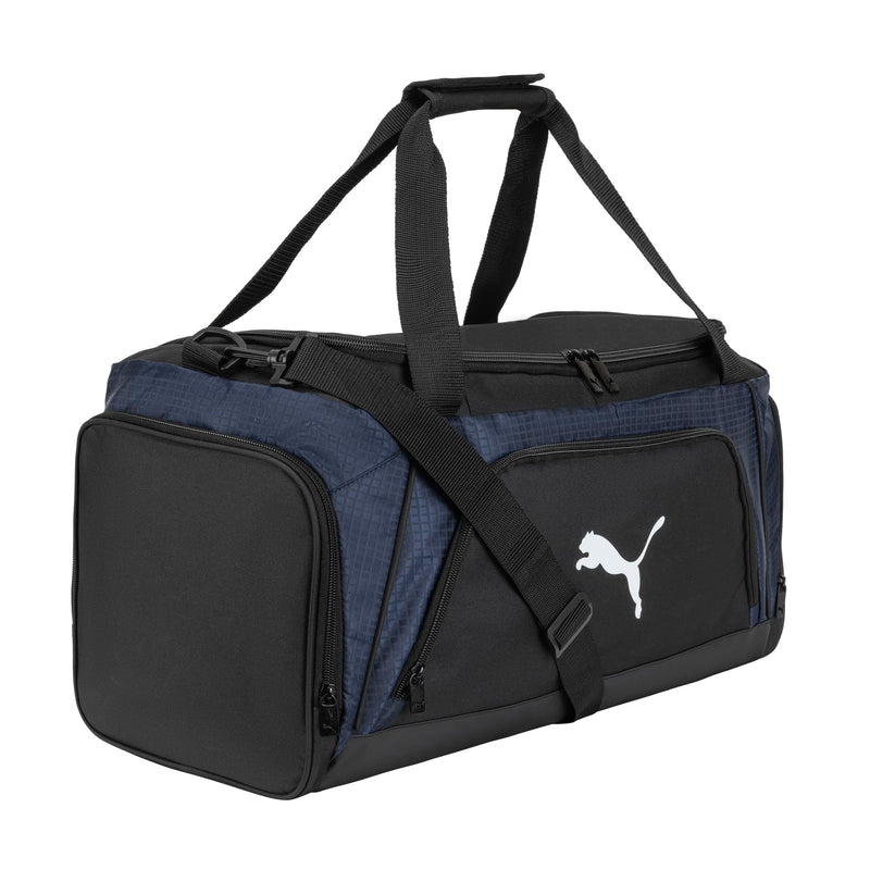 PUMA unisex-adult Accelerator Duffel Bag with Removable Strap & Shoe Pocket New Navy/Black One Size