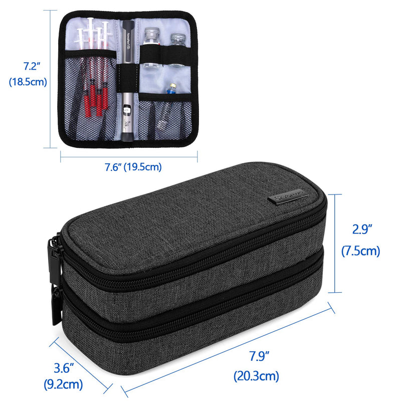 [Australia] - Yarwo Cooler Bag for Insulin, Diabetes Accessories Bag, Diabetic Bag for Diabetes Syringes, Insulin Injection Storage Bag with 2 Ice Packs, Medium, Black M 