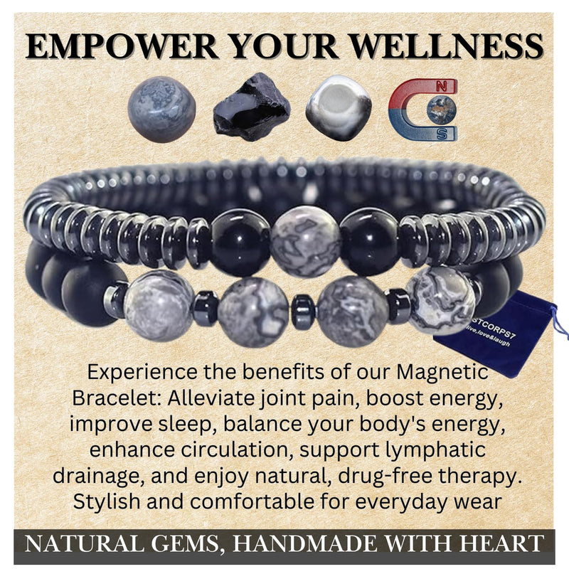 [Australia] - Gifts for Women, Gifts for Women, Magnetic Bracelet Arthritis Energy Healthy Jewelry Therapy for Sleep, Hematite Bracelet, Crystal Jewelry Bring Luck, Prosperity and Happiness 