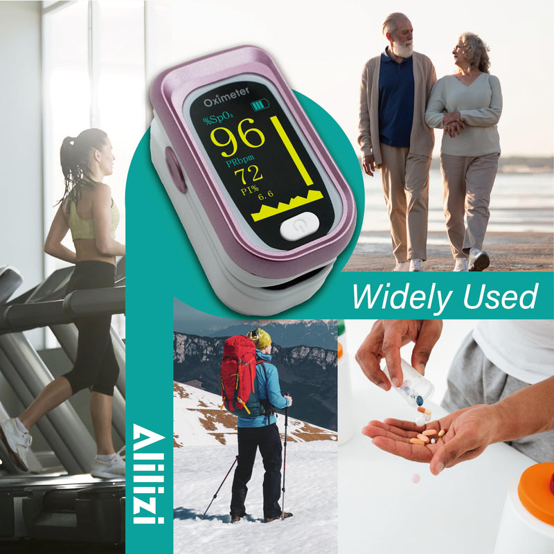 Pulse Oximeter Fingertip Rechargeable, Pulse Oximeter and Oxygen Monitor with OLED Screen, Accurate and Fast SpO2 and Heart Rate Monitor, Pulse Ox with Two Straps and Charing Cable