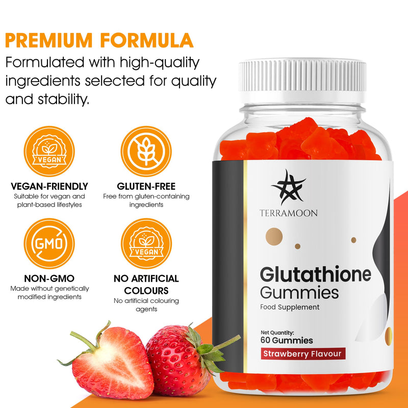 L Glutathione Gummies, 1000mg, Strawberry Flavour, 60 Gummies, 30 Day Supply, Non-GMO