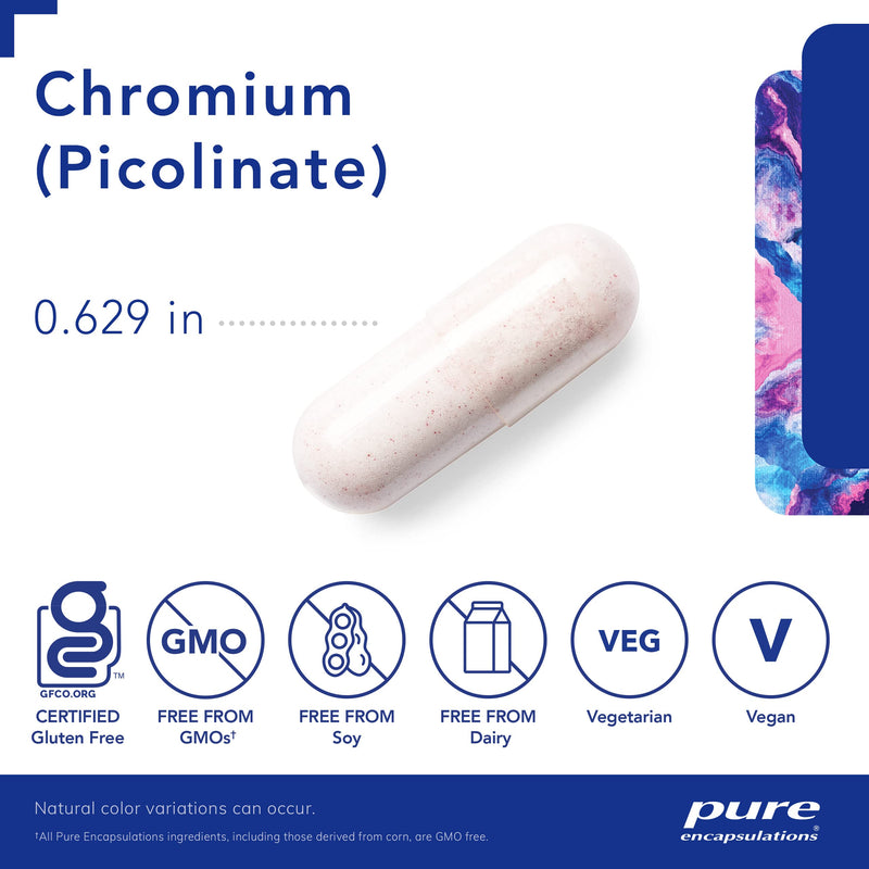 [Australia] - Pure Encapsulations Chromium (Picolinate) 500 mcg - for Lipid & Carbohydrate Metabolism* - Mineral Supplement - Superior Absorption Chromium Supplement - Vegan & Gluten Free - 60 Capsules 60 Count (Pack of 1) 
