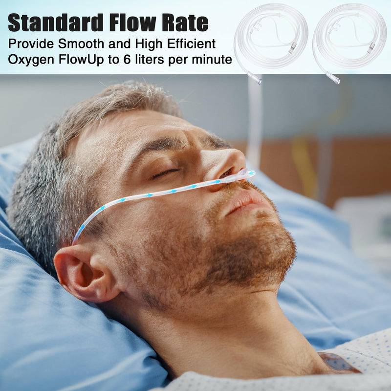 [Australia] - 10 Pack 7Ft Adult Oxygen Nasal Cannula, Soft Cannula Nasal Tubing for Adult, Oxygen Tubing with Soft Curved Nose Piece, High Flow Lightweight Transparent 