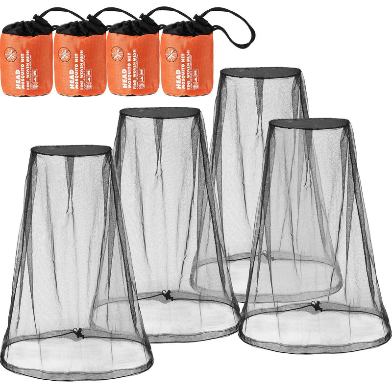 [Australia] - HESTYA 4 Pack Mosquito Bug Net Mesh for Head Mosquito Head Net Face Neck Fly Netting Hood from Insect Bugs Gnats for Outdoor Black 
