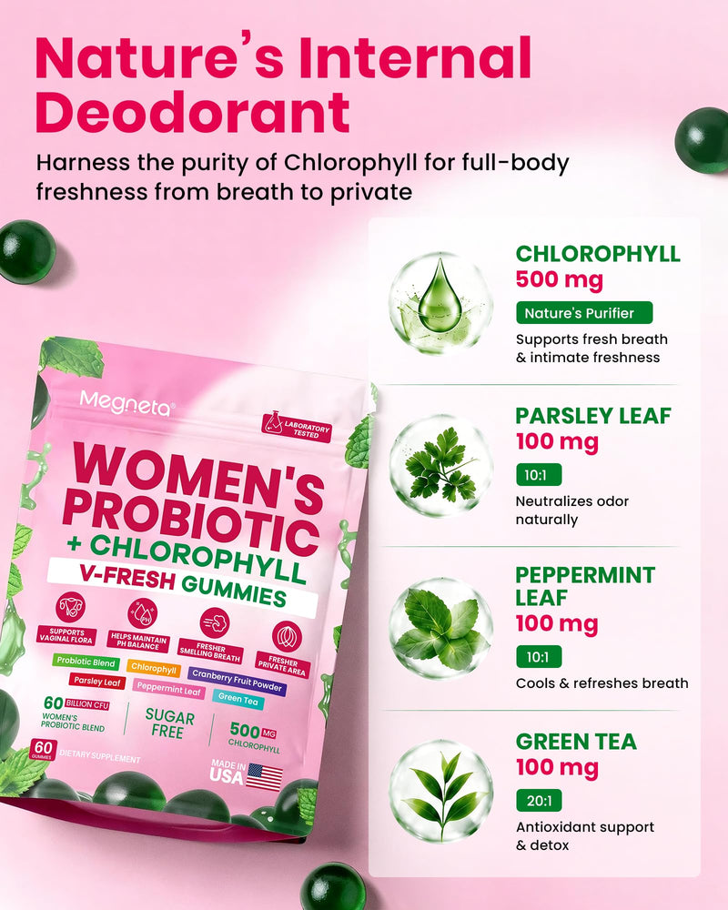 Vaginal Probiotic Gummies for Women 60 Billion CFU with GR-1 & RC-14 | Clinically studied Lactobacillus strains, supports pH balance,vaginal health, vaginal odor & urinary health, 60 gummies