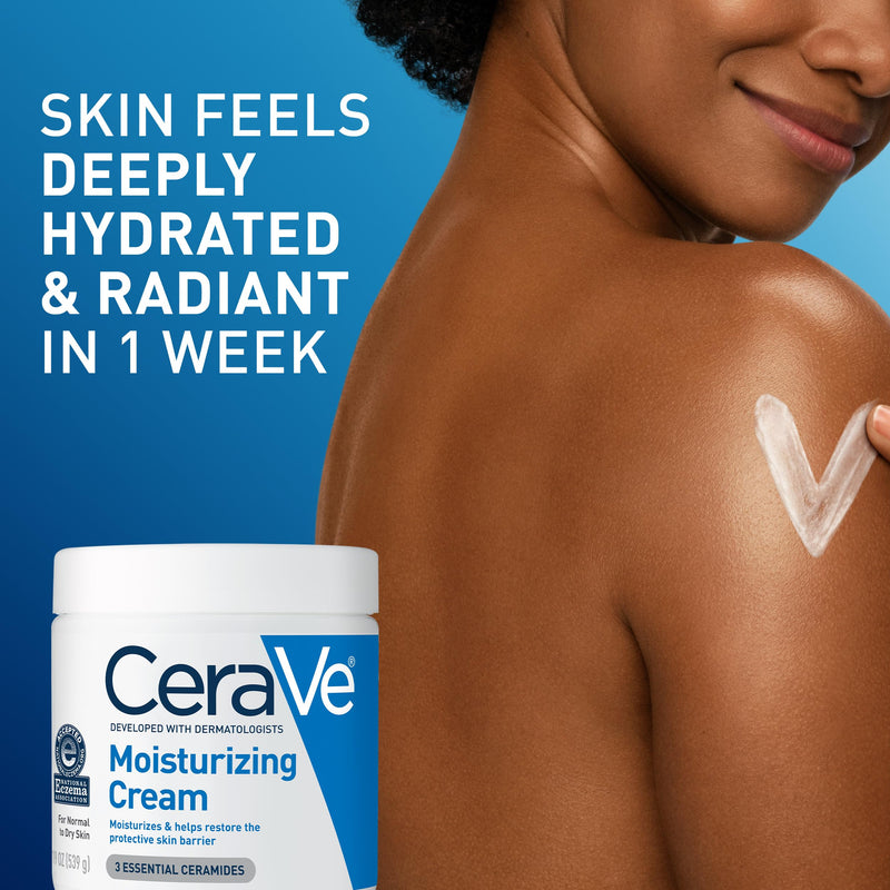 CeraVe Moisturizing Cream, Face Moisturizer & Body Cream, Skin care, 19oz | Hyaluronic Acid For Instant Hydration, Skin Barrier Repair, Ceramide Moisturizer, Fragrance Free, Non-Comedogenic, Daily Use 19 Ounce (Pack of 1)