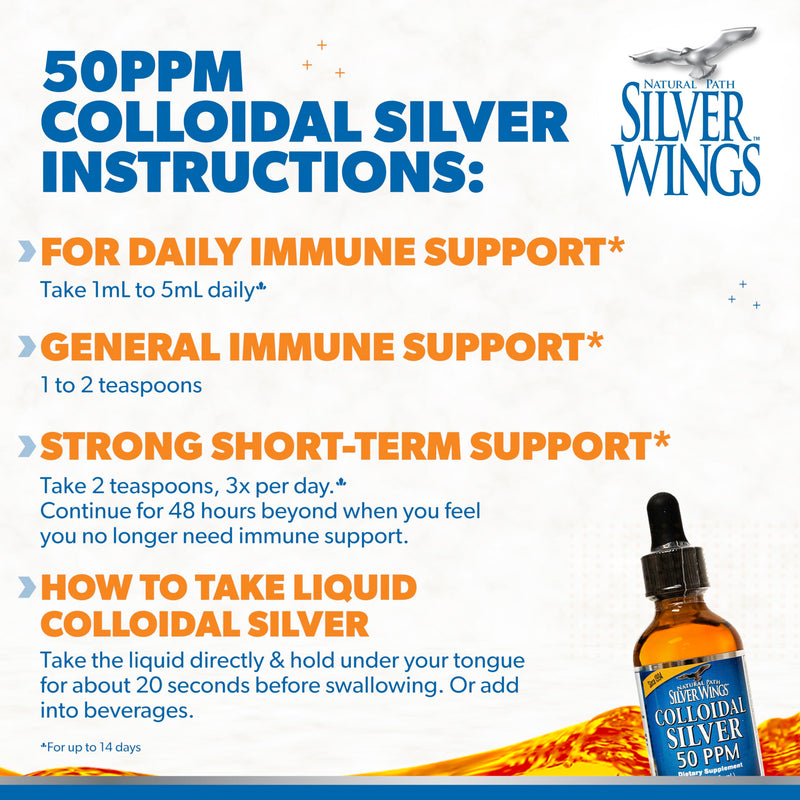 [Australia] - Natural Path Silver Wings Colloidal Silver 50ppm (250mcg) Immune Support Supplement 2 fl. oz. Dropper 