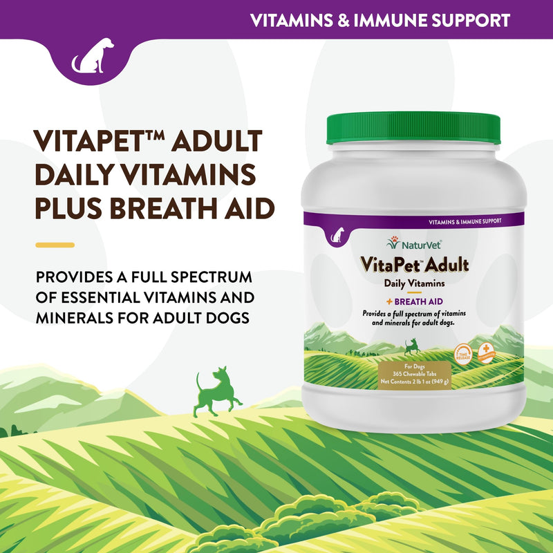 NaturVet Vita Pet Adult Plus Breath Aid Tablets -Time Release 365 ct - PawsPlanet Australia
