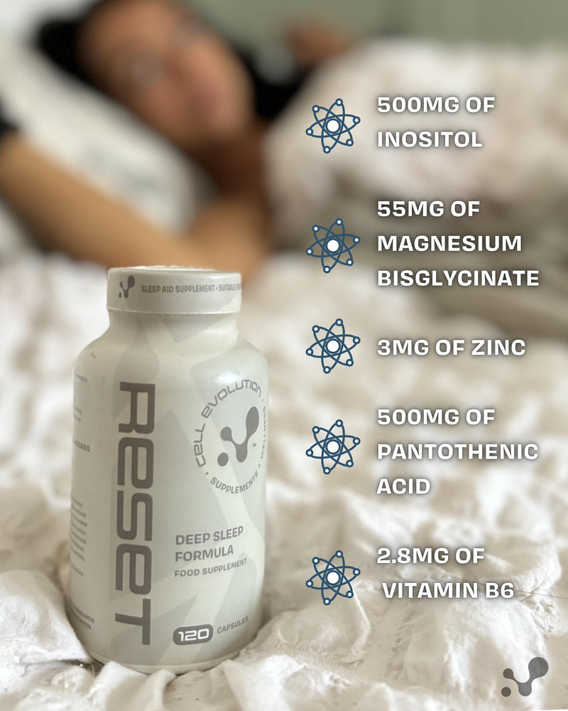 Reset, Sleep Aid Supplement, Magnesium Bisglycinate, Inositol, Pantothenic Acid, Zinc and Vitamin B6, Sleep Supplements for Adults, Deep Sleep, Sleeping Tablets, 60 Capsules
