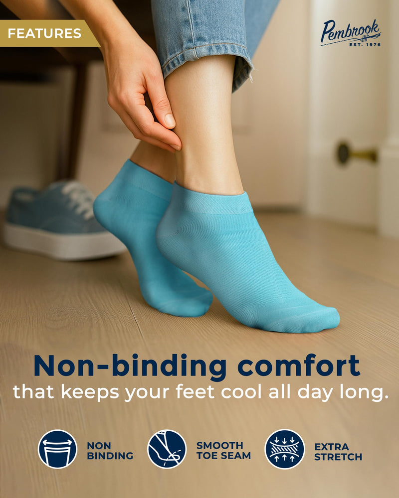 [Australia] - Pembrook Bamboo Viscose Ankle Diabetic Socks for Women and Men - 6 Pairs | Moisture-Wicking, Super Soft, Non Binding Pastel Colors - 6 Pairs Medium 