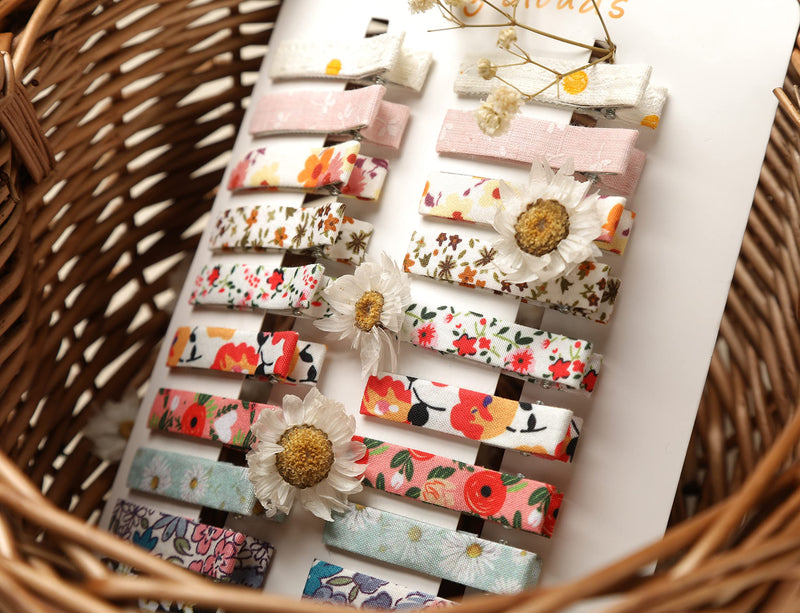 [Australia] - FANCY CLOUDS Hair Clips for Girls Women Toddler Baby,Assorted 20Pcs Flower Fabric Fully Lined Small Alligator Clips Hair Accessories for Teens Child Kids Gifts flower print 