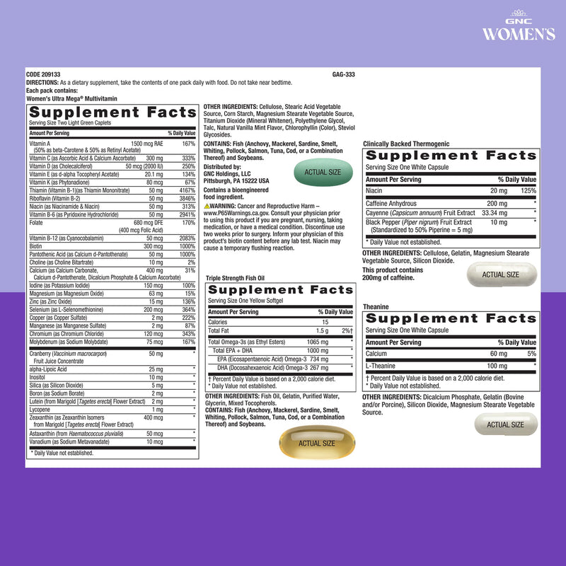 GNC Women's Energy & Metabolism Vitapak Program, 1 Month Supply | B Vitamins Support Energy and Metabolism, Caffeine and L-Theanine Support Focus and Smooth, Sustained Energy