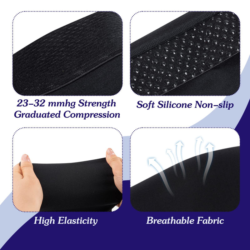 [Australia] - Compression Socks, Men's Thigh High Compression Stockings, 20-30mmHg Compression Stockings with Non-slip silicone Closed Toe-XL Black-Closed Toe 