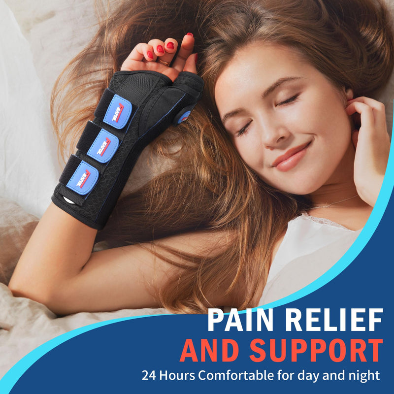 [Australia] - FEATOL 2 Pack Wrist Brace with Thumb Spica Splint for De Quervain's Tenosynovitis, Carpal Tunnel, Tendonitis, Arthritis-Thumb Brace for Pain Relief-Left And Right Hand-Medium/Large Medium/Large Black Blue 