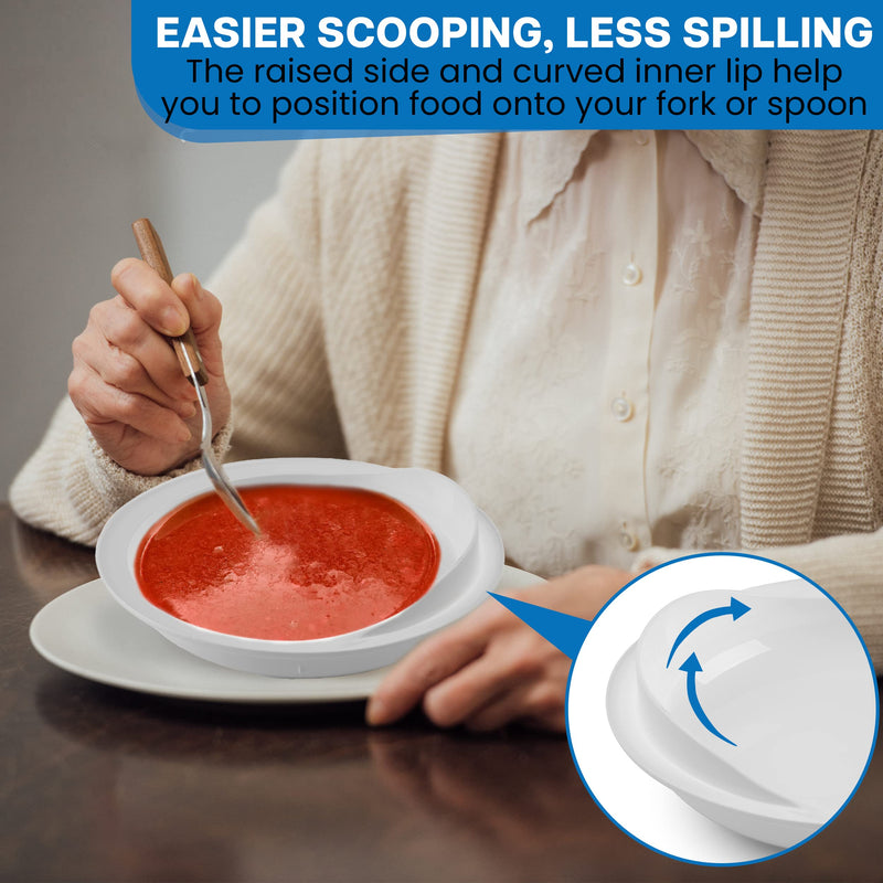 [Australia] - 9" Scoop Plate High-Low Adaptive Bowl - 3 Pack - Dish for Disabled, Handicapped, and Elderly Adults with Special Needs from Parkinsons, Dementia, Stroke or Tremors - PSC 996 