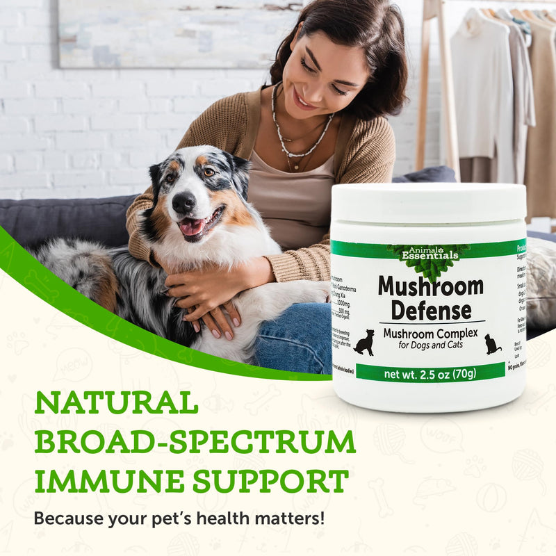 Animal Essentials MUSHROOM DEFENSE Supplement for Dogs & Cats - Critical Immune Defense, Reishi, Maitake, Cordyceps, Mushroom Powder Extract - 2.5 Oz (Pack of 1) - PawsPlanet Australia