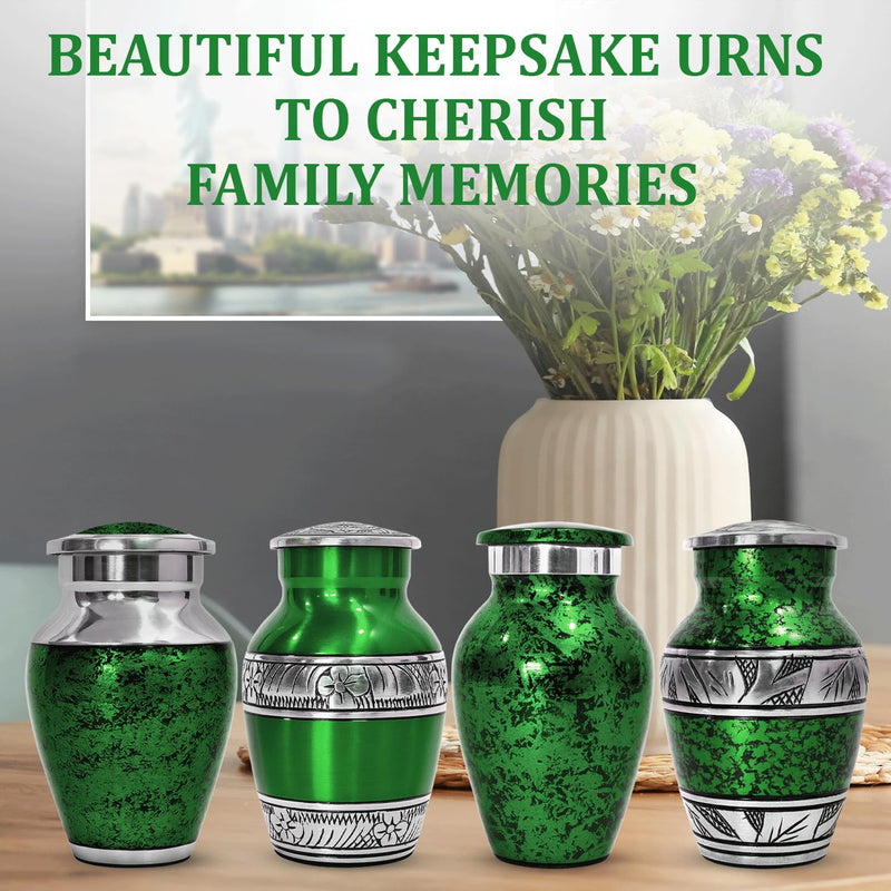 [Australia] - Graceful Small Urns for Human Ashes Keepsake ‚Äì Elegant Cremation Urn ‚Äì Tiny Urn Keepsakes for Women ‚Äì Mini Urns for Ashes for Cherished Memories (Green, Small) Set of 1 Green 