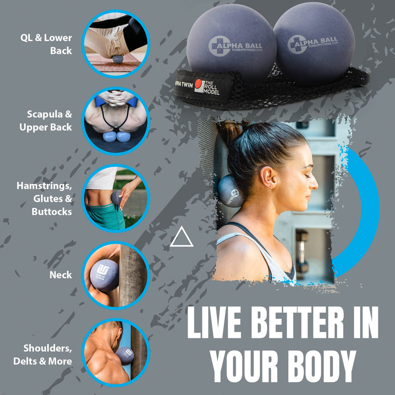 [Australia] - Tune Up Fitness – Alpha Twin Set in Tote | Larger Sized Yoga Massage Therapy Balls | Trigger Point Ball, Myofascial Release and Pain Relief for Upper & Lower Back, IT Band, QL, Hamstrings, Glutes 