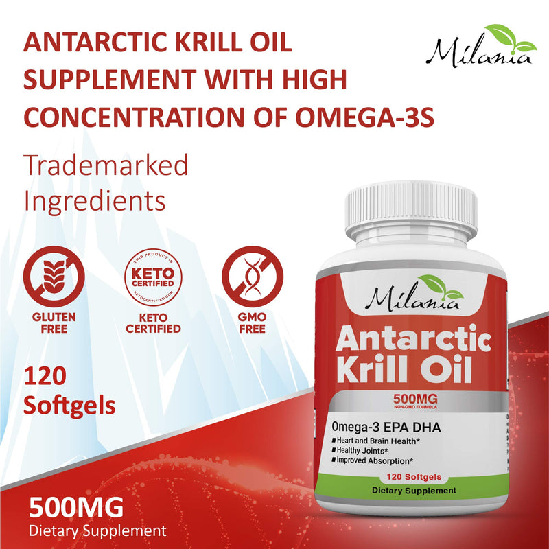[Australia] - Antarctic Krill Oil - 120 Softgels - Omega-3 EPA, DHA, with Astaxanthin - Sourced from Red Krill - Maximum Strength - 500mg 120 Count (Pack of 1) 