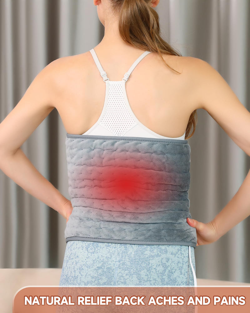 [Australia] - Heating Pad for Back Pain Relief, MAVOKIS Heating Pads for Cramps with Auto Shut Off Large, 6 Heat Settings Electric Heat Pad for Neck and Shoulder, 12" x 24", Moist Heat Option, Super Soft Gray-12x24 Inch 