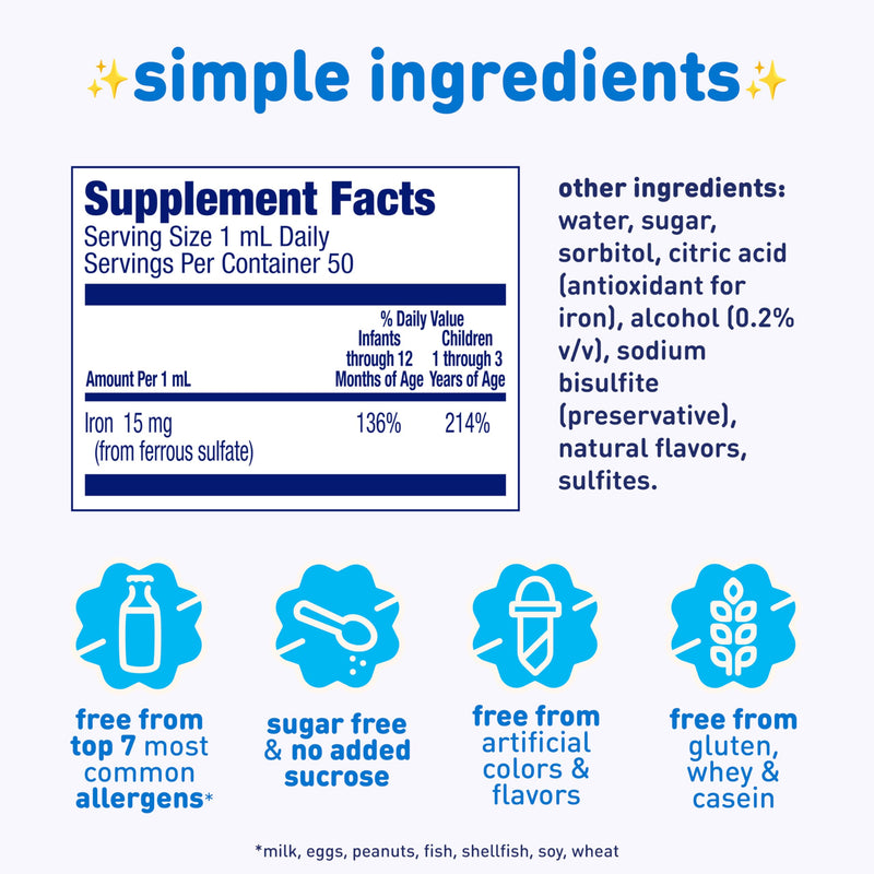 Enfamil Poly-Vi-Sol and Fer-in-Sol Iron Liquid Drop Multivitamin Supplements for Infants and Toddlers, 2x50 mL Dropper Bottle