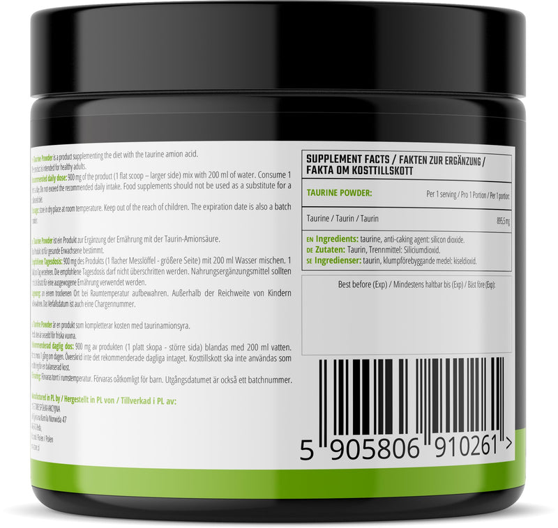 Taurine Powder 250g - Amino Acid Taurine 900 mg per Serving - 277 Servings per Pack - Diet Supplement - by MZ