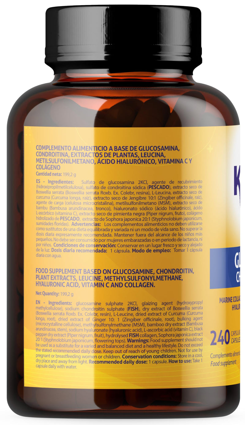[Australia] - Kinoko life Glucosamine and Chondroitin - 240 capsules with MSM, marine collagen, hyaluronic acid, turmeric, black pepper, ginger, boswellia and quercetin. For joints, cartilage and bones 