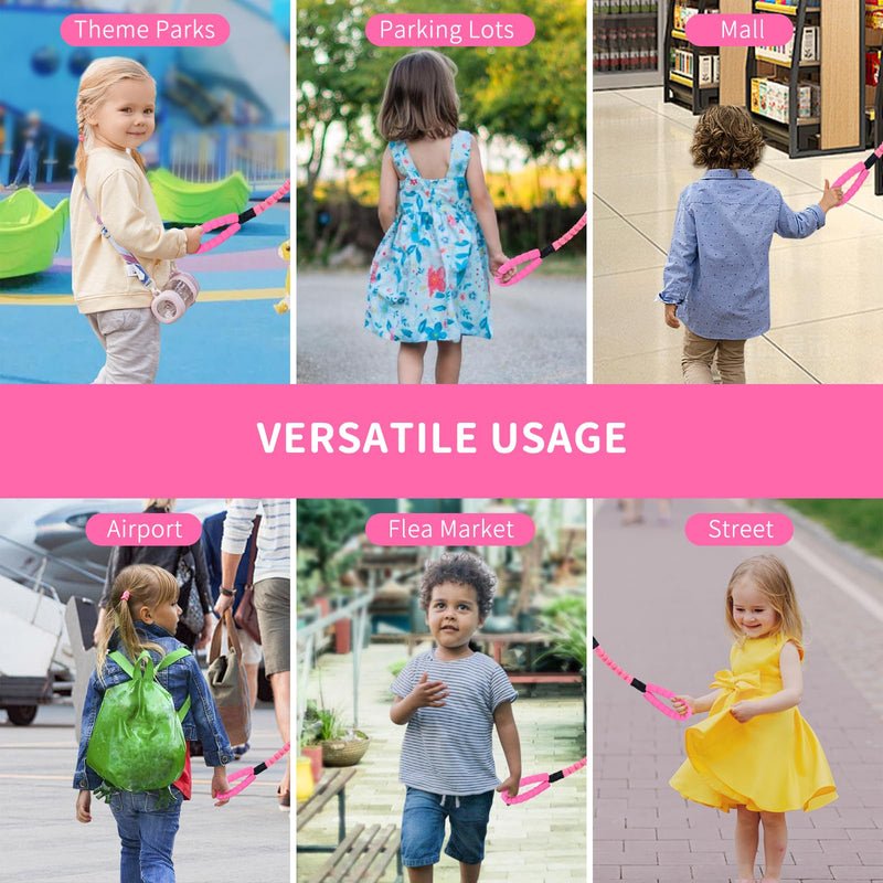 [Australia] - ONEDONE Stroller Handle for Toddler Travel 20" Stroller Strap for Kids to Hold Handle for Strollers, Wagons, Shopping Carts Soft Handle for Child Safety Keep Kids Close Pink 