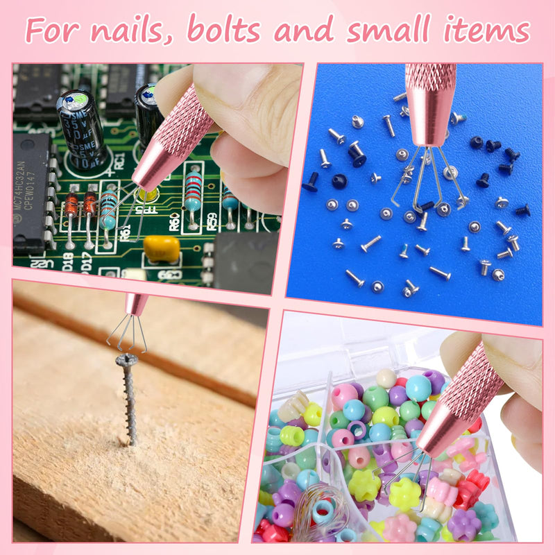[Australia] - 2 PCS Piercing Ball Grabber Tool Set,4 Claw Diamond Tweezers for Easy Jewelry Changing,Piercing Removal Tool,Stainless Steel Gem Pickup Tool for Septum, Earrings,Small Parts,Pink 