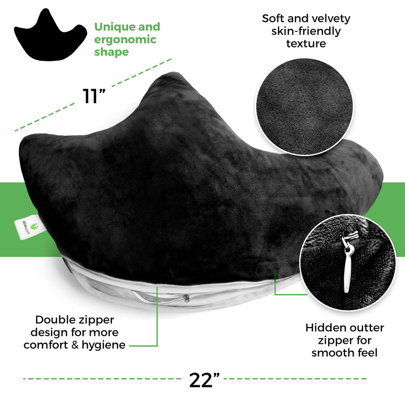 [Australia] - Rotator Cuff Pillow, Soft Comfortable Shoulder Pillow for Surgery, Ergonomic Shoulder Support Pillow with Double Zipper Cover, Machine Washable, Black 