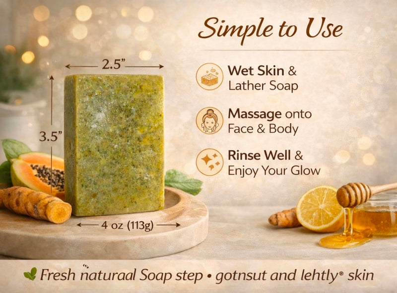 Turmeric, Papaya &Honey Goat Milk Face Soap Bar with Vitamin C – Natural & Exfoliating Facial Cleanser for Dark Spots, Acne, Blemishes & Uneven Skin Tone – Moisturizing Handmade Skincare