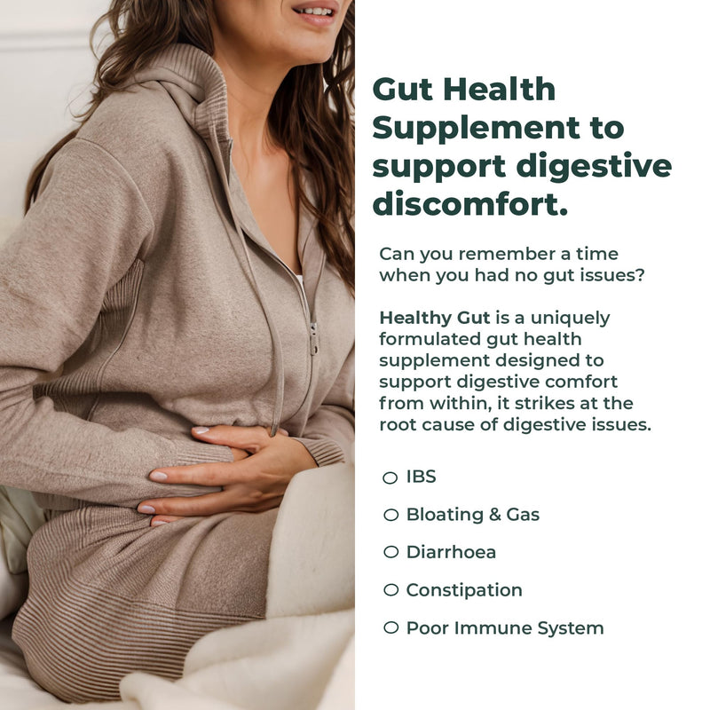 Healthy Gut Supplement - 1-Month Supply | for IBS, Bloating, Diarrhoea, Digestive Issues, Constipation & Immunity, Curcumin + Green Tea Extract + Vitamin D3 | Gut Support | Made in the UK