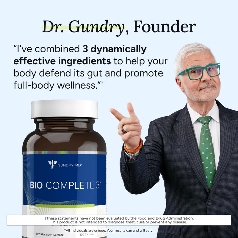 [Australia] - Gundry MD¬Æ Bio Complete 3, 3-in-1 Probiotics for Gut Health, Probiotic Supplements for Digestion, Supplement Supporting Bloating, Gas, Food Cravings, Energy Levels, Skin, and Focus, 30 Day Supply 