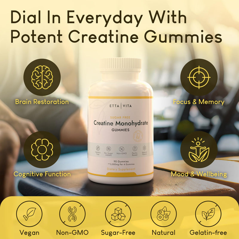 [Australia] - Sugar-Free Creatine Monohydrate Gummies (1g/gummy for Intake Control) Potent Creatine Gummies for Women & Men, Creatine Supplement for Muscle Support, Cellular Energy & Cognitive Function, Gluten-Free Creatine Muscle Growth 