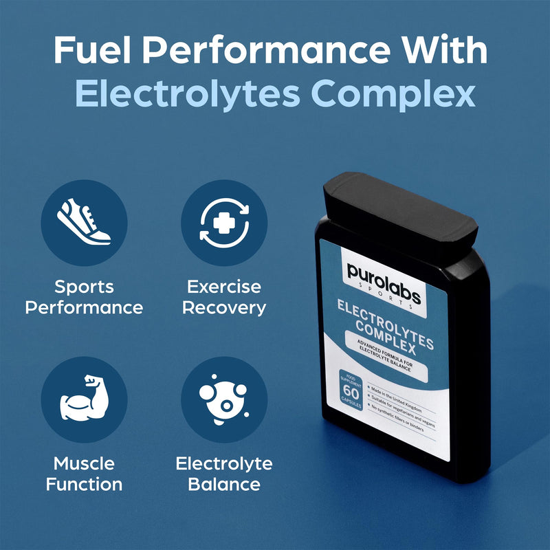 Purolabs Electrolytes Complex – Hydration Tablets with Electrolytes Alternative in High-Strength Capsules – Magnesium, Potassium, Calcium & Sodium – 60 Vegan Capsules