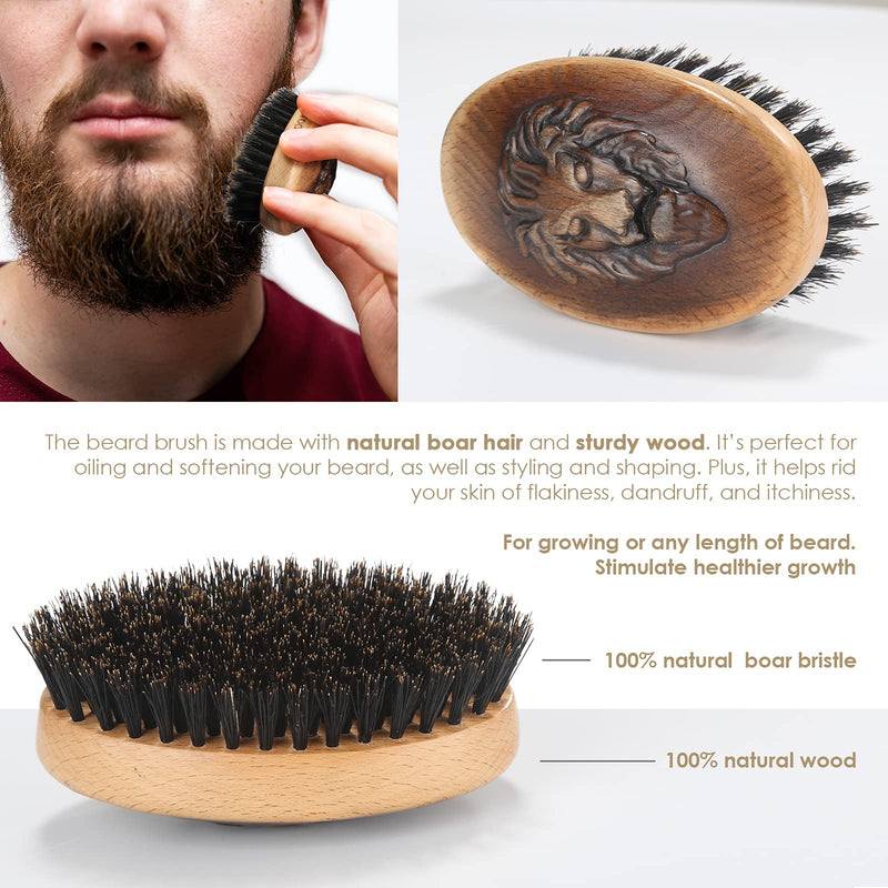 [Australia] - BESTOOL Beard brush and comb set for men, beard brush for daily beard care, wooden base boar bristles beard brush, great gifts for men 