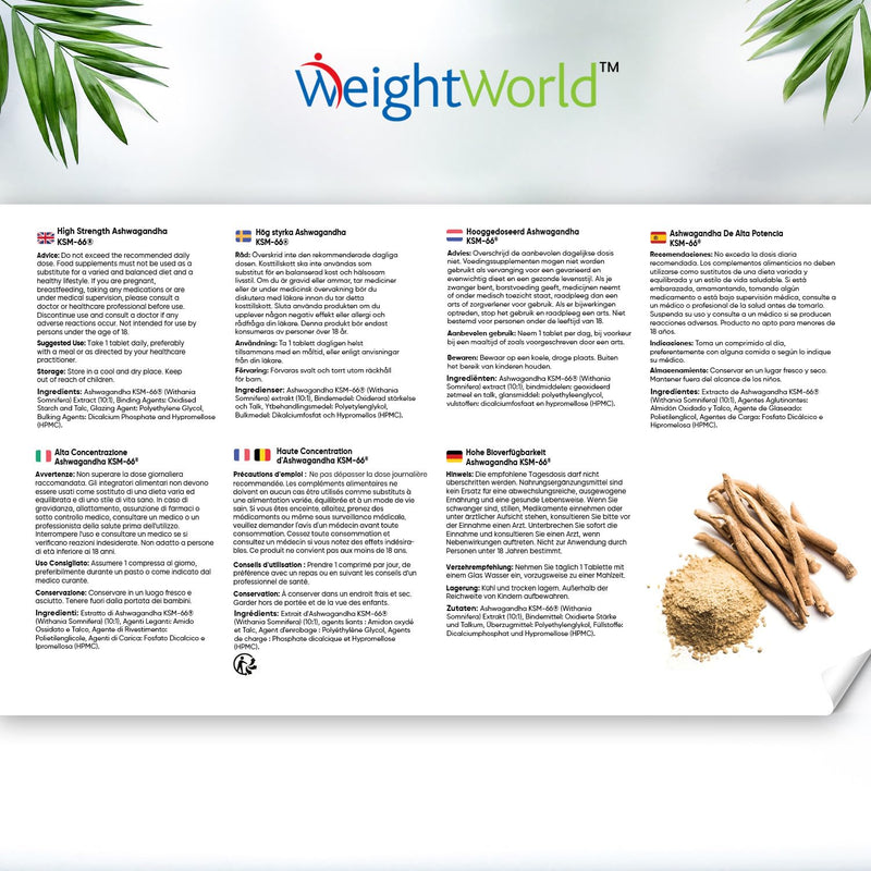 [Australia] - Ashwagandha KSM-66-1500mg Ashwagandha per day - High dosage - 6 month supply with 180 vegan tablets - Alternative to capsules & powder - Withania Somnifera from WeightWorld 