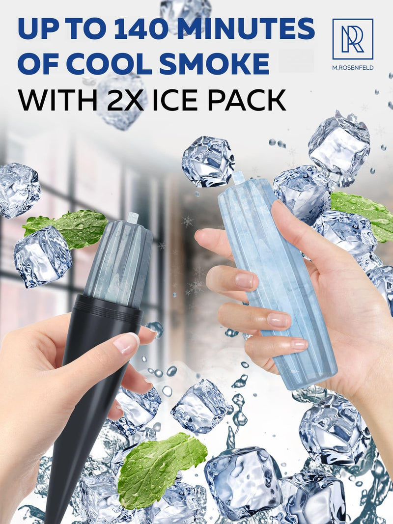 [Australia] - M. ROSENFELD Ice Bazooka Shisha Set - Shisha Mouthpiece with 2 Reinforced Ice Packs and Soft Grip Tape Improved Ice Hose Shisha Black Shisha Accessories Set Mouthpiece New Fresh Ice 