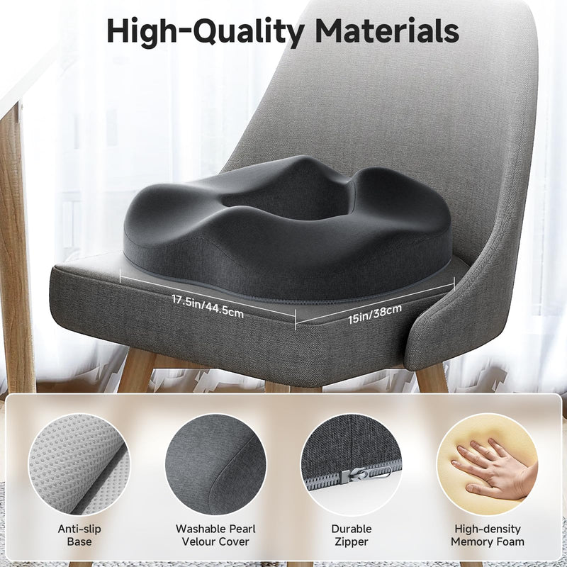 [Australia] - Benazcap Donut Pillow Seat Cushion Hemorrhoid Pillow for Sciatica & Tailbone Pain Relief, Memory Foam Cushion by Ergonomic for Coccyx, Sciatica, Pregnancy, Postpartum- Darkgray Dark Gray 