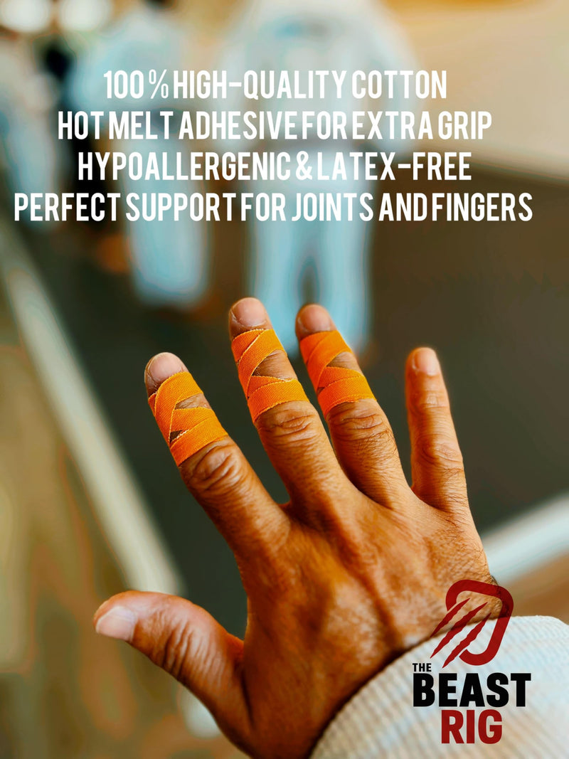 Athletic Tape for Jiu-Jitsu (BJJ), Judo, MMA, Crossfit, Volleyball and Racket Sports (8 Rolls - 45 feet per roll) (Orange) Orange