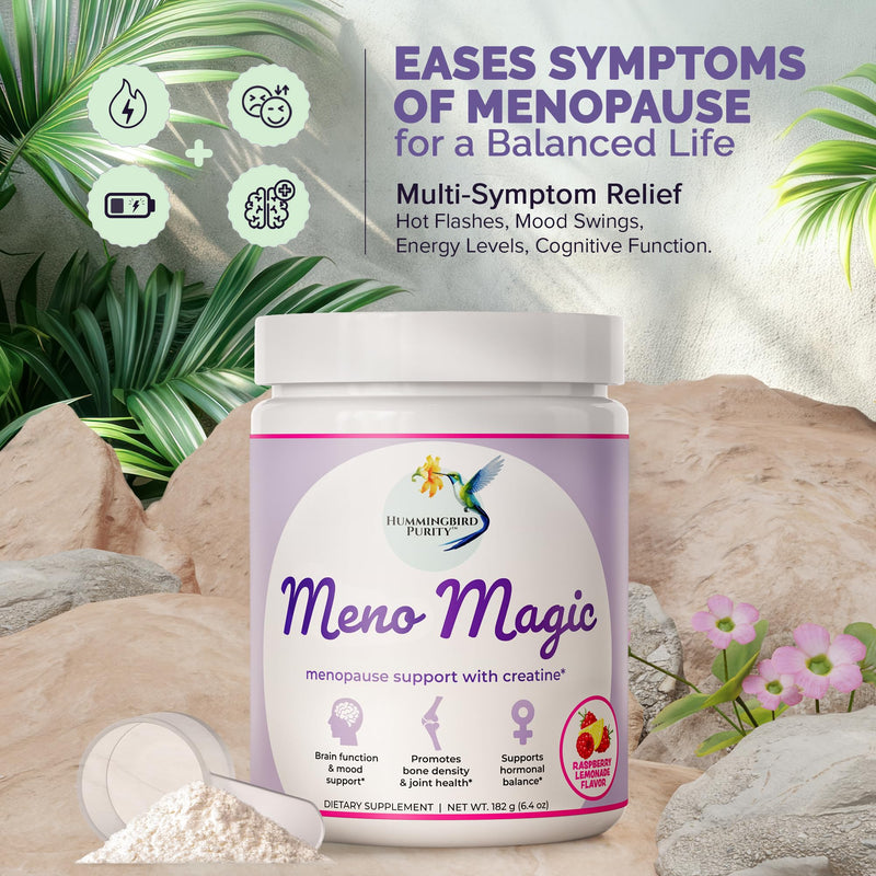 Meno Magic Menopause Support Drink Mix | 8-in-1 Hormone Balance for Hot Flashes, Night Sweats, Mood | Creatine + Herbal & Vitamin Blend | Energy, Metabolism, Muscle Support | 30 Servings