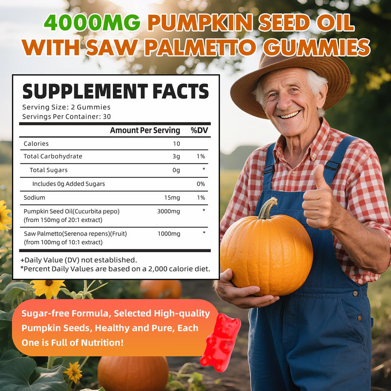 [Australia] - Pumpkin Seed Oil Gummies with Saw Palmetto, Organic Pumpkin Seed Oil Supplement for Hair Growth & Skin Health, High Pure Extract for Women Men, Raspberry Flavor, 60 Count 