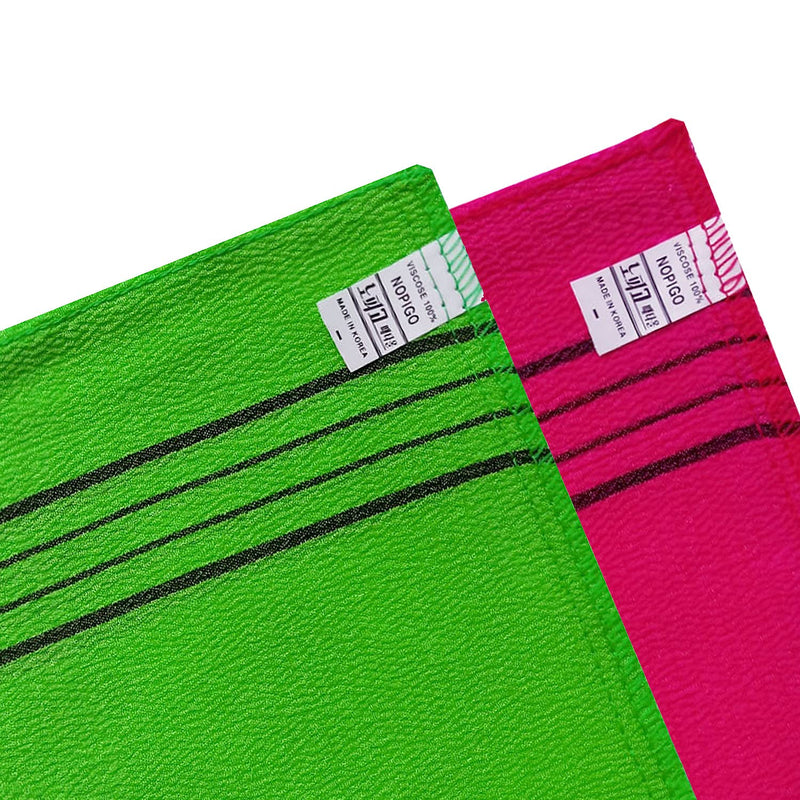 [Australia] - Korean Asian Exfoliating Bath Washcloth Mitt for Remove Dead Skin.Exfoliating Body Scrubber.Exfoliating Gloves for Body Scrub (green2 red2) green2 red2 