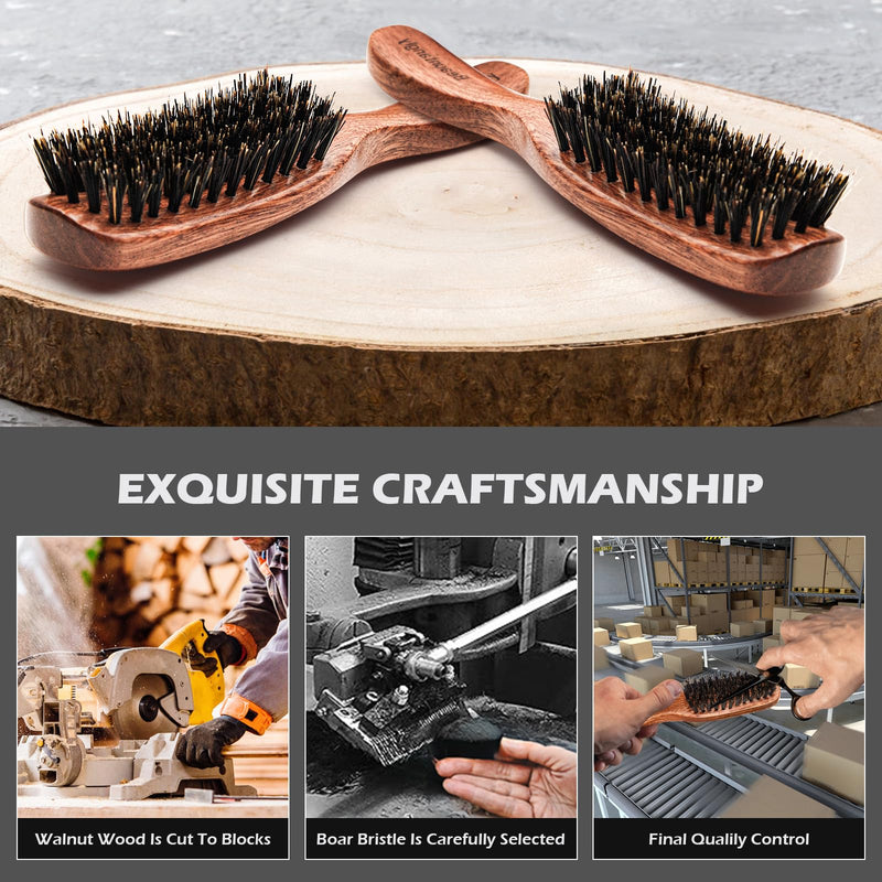 Hair Brush for Men, 100% Boar Bristle Hair Brush for Men Women’s Hair Smoothing, Styling, Detangling, Moisturizing, Adding Shine, Improving Blood Circulation, Promoting Hair Growth Oblong