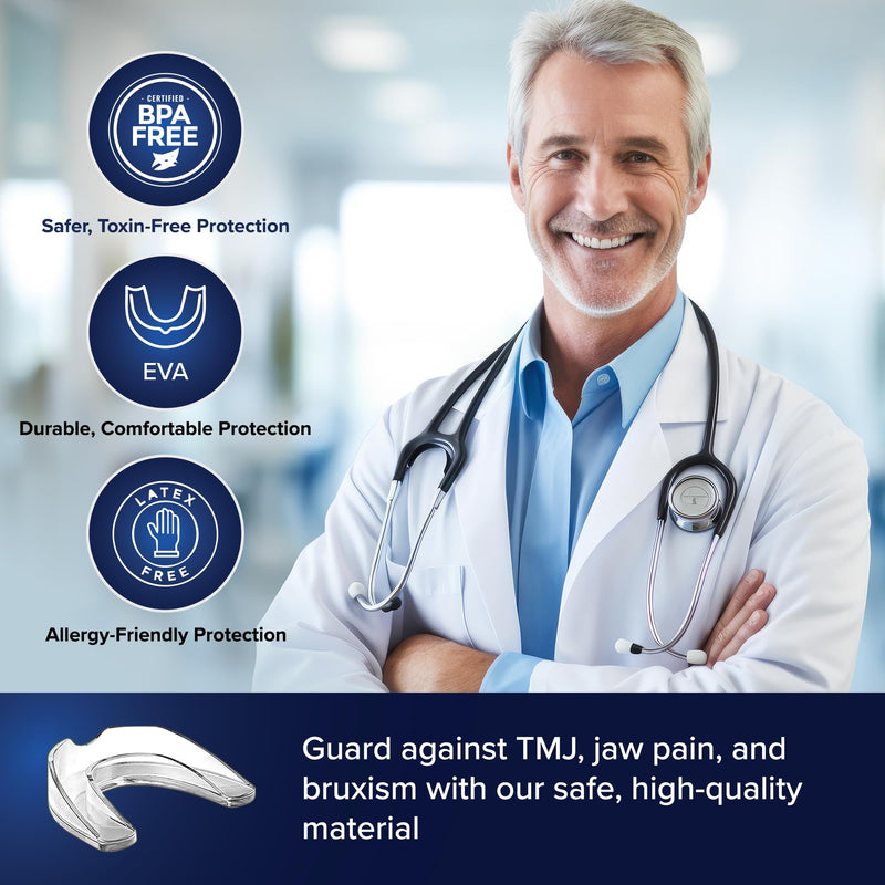 [Australia] - Mouth Guard for Grinding Teeth at Night, Dental Guard for Clenching Teeth, Anti-Bruxism Night Guard, Moldable Mouth Guard for Sleep, Comfortable/Professional Fit, TMJ & Jaw Pain Protection, 2 Guards 