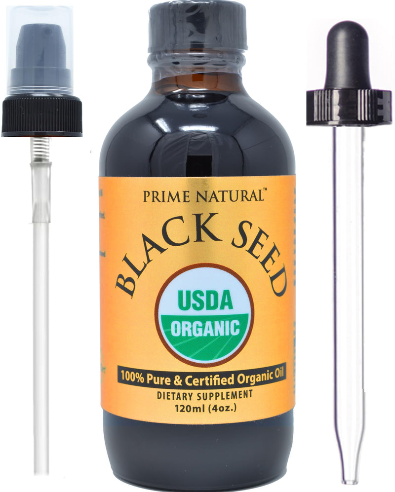 [Australia] - Organic Black Seed Oil 4oz - Cold Pressed Unrefined High Thymoquinone 1.7% USDA Certified - Turkish Origin Potent Nigella Sativa Liquid - Vegan Omega 3 6 9, Antioxidant Immune Boost Joints Skin Hair 4.05 Fl Oz (Pack of 1) 