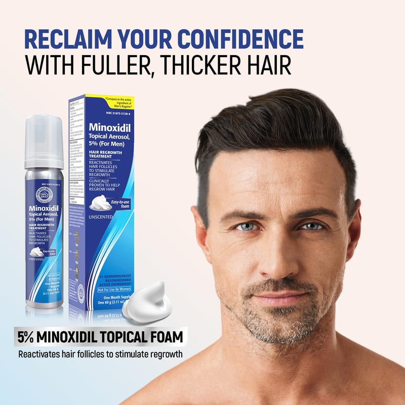 Minoxidil 5% Topical Aerosol Foam, Hair Regrowth 4 Months Treatment for Men, 2.11 oz (4 Pack) 2.11 Ounce (Pack of 4)